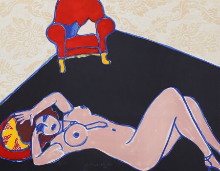 Lithographie Corneille - Femme nue