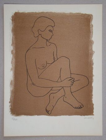 Lithographie Vacossin - Femme nue assise