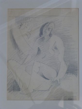 Aucune Technique Lhote - Femme nue assise au palmier 