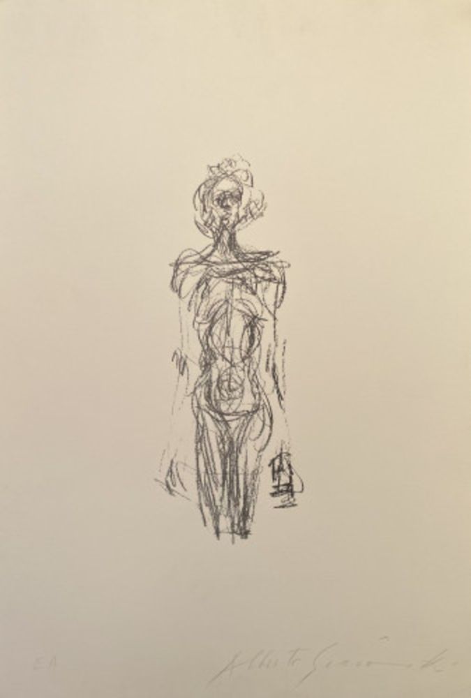 Lithographie Giacometti - Femme nue Debout IV - signed
