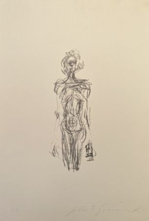 Lithographie Giacometti - Femme nue Debout IV - signed