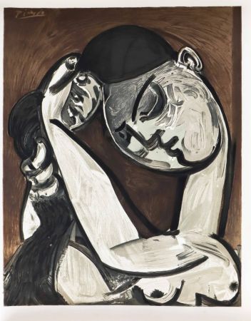 Pochoir Picasso - Femme se coiffant