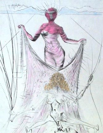 Gravure Dali - Femme Tenant le Voile (Woman Holding Veil)