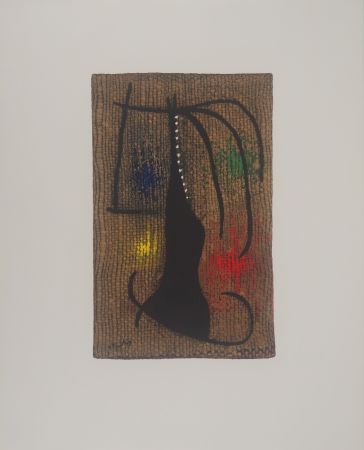 Lithographie Miró - Femme à l'arc en ciel