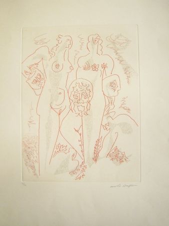 Gravure Masson - Femmes aux masques