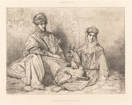 Gravure Chassériau - Femmes mauresques (de Constantine)