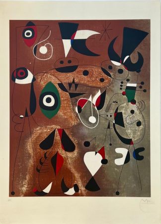 Lithographie Miró - Femmes, Oiseaux, Etoile 
