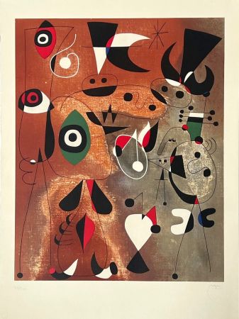 Lithographie Miró - Femmes, Oiseaux, Etoile 