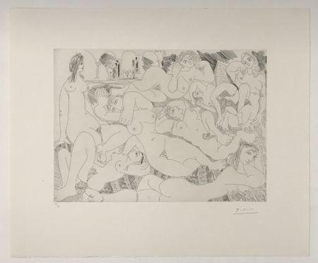 Aquatinte Picasso - Femmes Prenant Le Soleil a la Piscine