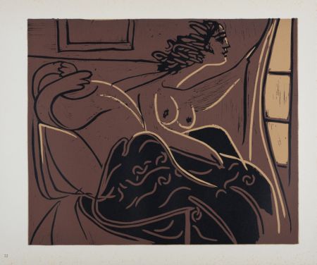 Linogravure Picasso (After) - Femmes regardant par la fenêtre, 1962