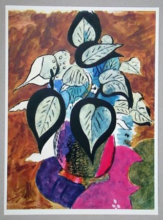 Lithographie Braque (After) - Feuillage en couleurs