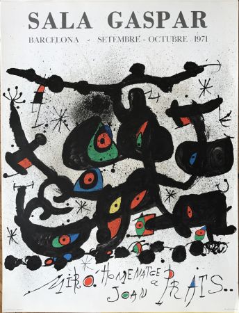 Lithographie Miró - Ffiche pour l’ exposition “Homenatge a Joan Prats”. Sala Gaspar, Barcelona.