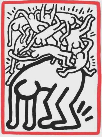 Lithographie Haring - Fight Aids Worldwide