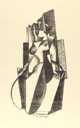 Lithographie Prampolini - Figur in Bewegung 