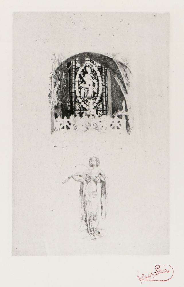 Gravure Kupka - Figure Below Stained Glass