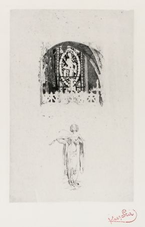 Gravure Kupka - Figure Below Stained Glass