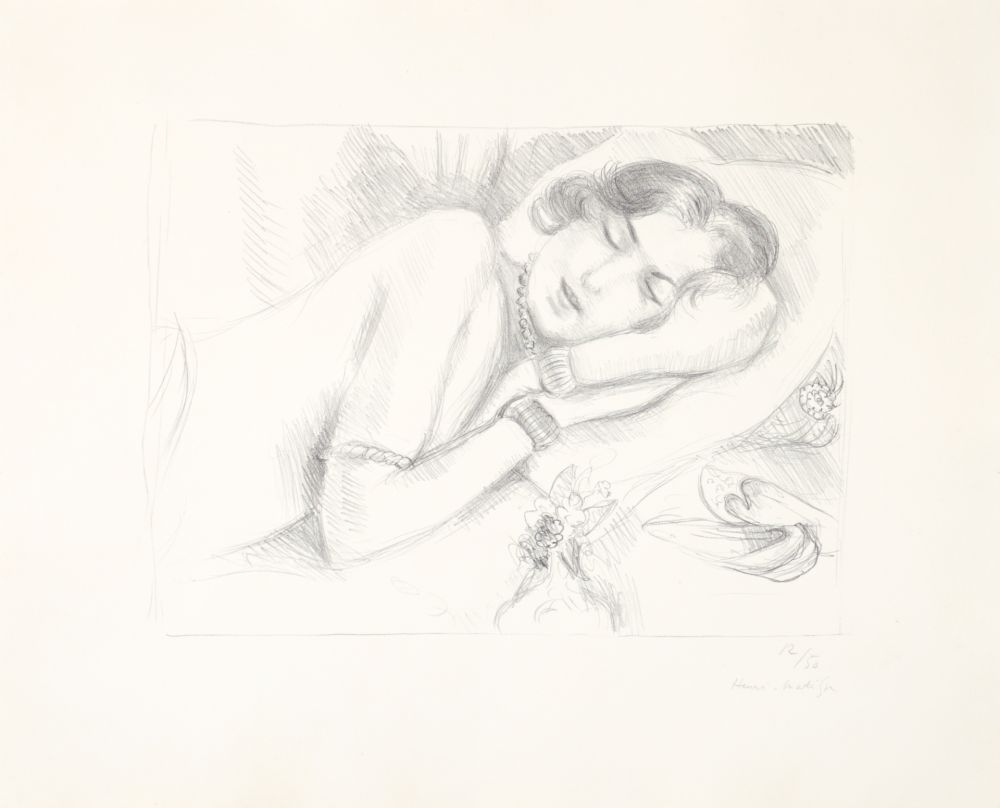 Lithographie Matisse - Figure endormie aux babouches