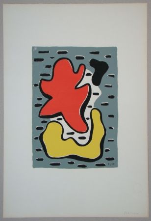 Sérigraphie Leger - Figures rouge et jaune, 1950