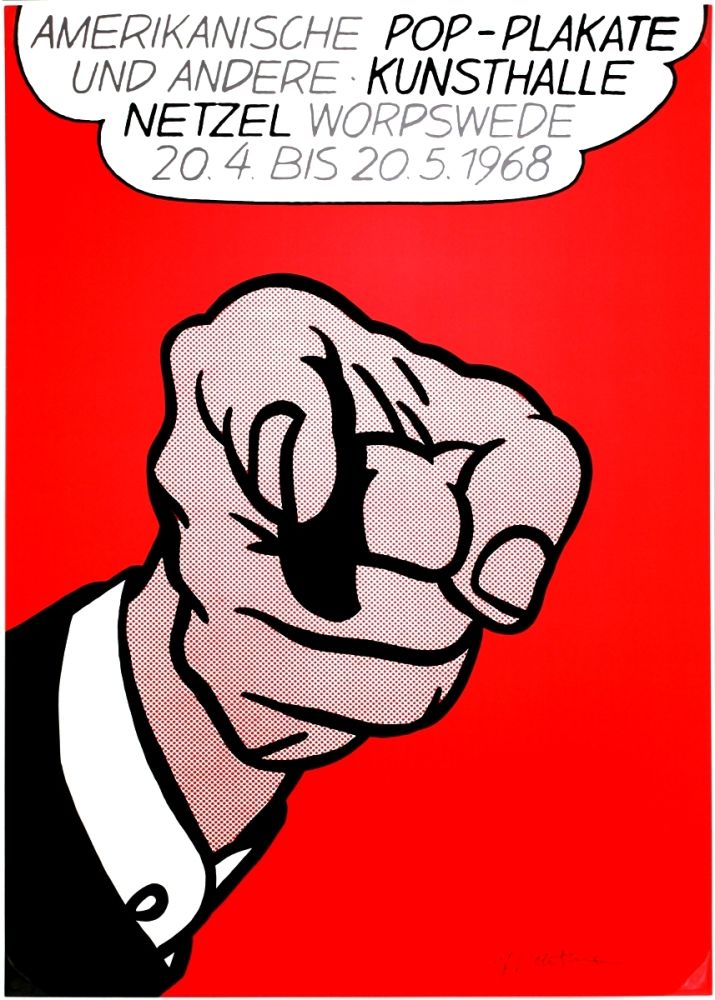 Sérigraphie Lichtenstein - Finger pointing (Hey You!)
