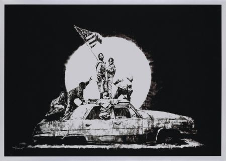 Sérigraphie Banksy - FLAG (SILVER)