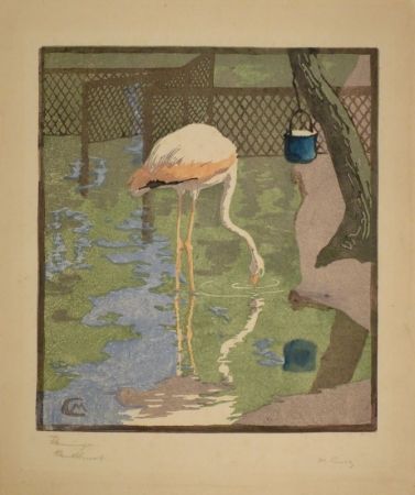 Gravure Sur Bois Cunz - Flamingo