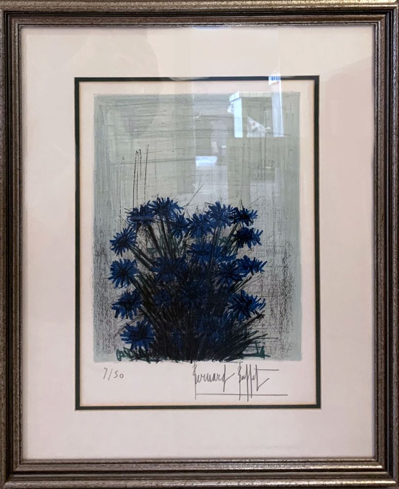 Lithographie Buffet - Fleur Bleu (Blue Flowers)