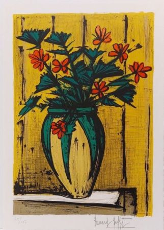 Lithographie Buffet - Fleurs dans une potiche 