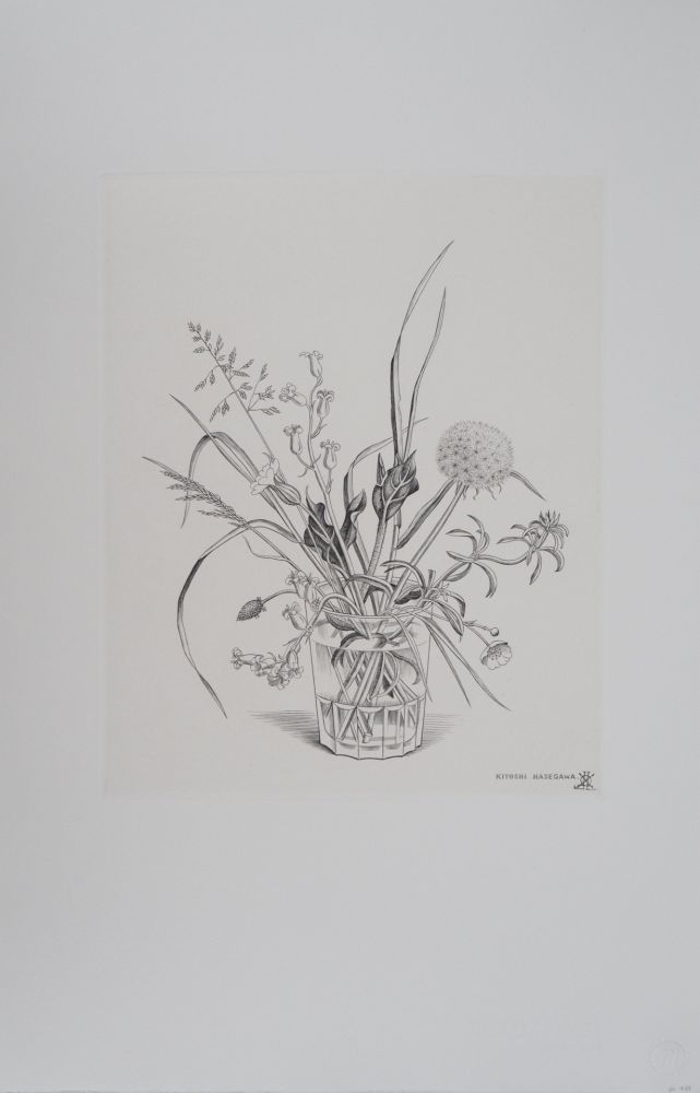 Gravure Hasegawa - Fleurs des champs dans un verre (automne)