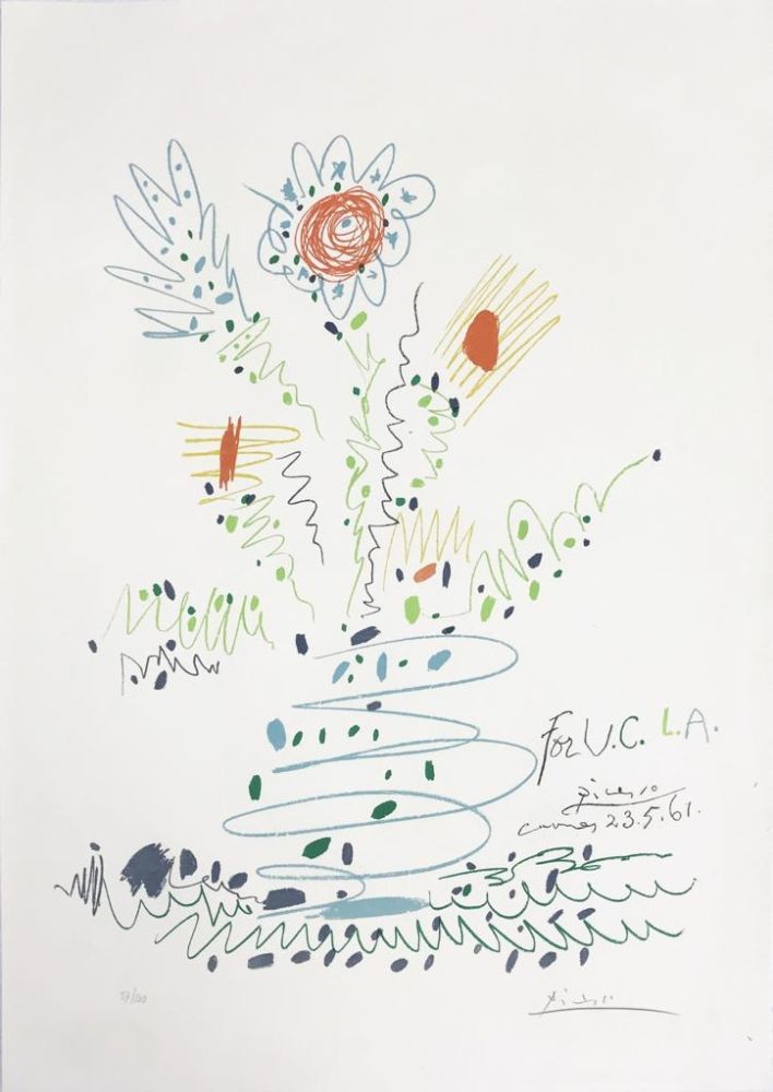 Sérigraphie Picasso - Fleurs (for UCLA)