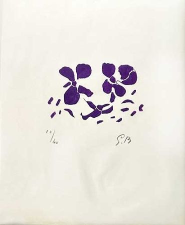 Gravure Sur Bois Braque - Fleurs violettes