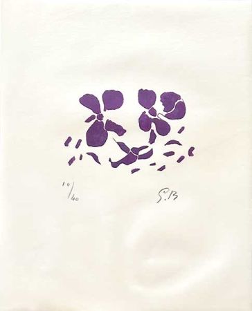 Gravure Sur Bois Braque - Fleurs violettes