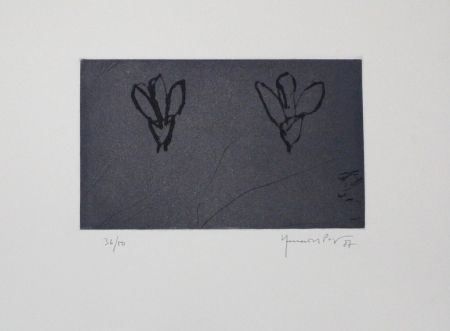 Eau-Forte Et Aquatinte Hernandez Pijuan - Flors sobre gris / Flowers on Gray