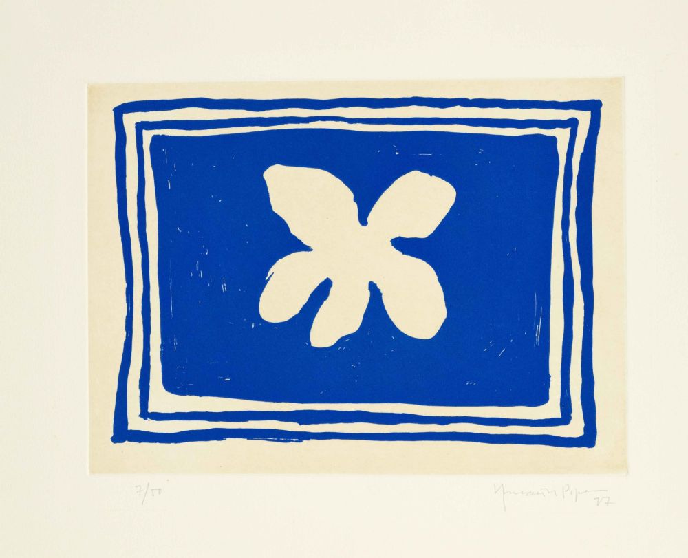 Aquatinte Hernandez Pijuan - Flower in blue frame (Flor blava)