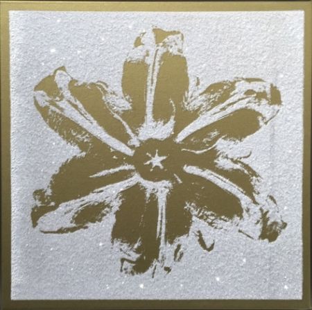 Sérigraphie Robierb - Flower Power (Gold on White)