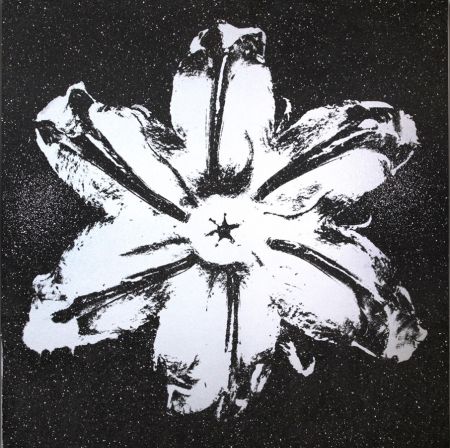 Sérigraphie Robierb - Flower Power (Silver on Black)