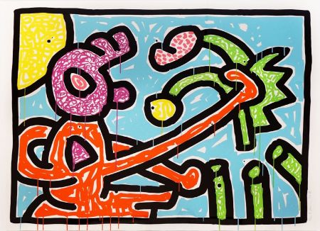 Sérigraphie Haring - Flowers I