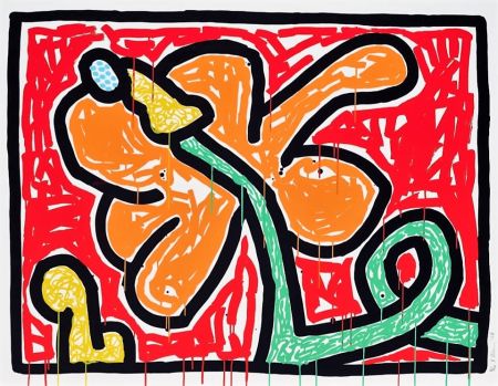 Sérigraphie Haring - Flowers (V)