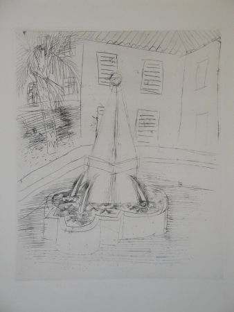 Gravure Dufy - Fontaine à Vence