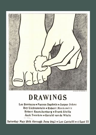Lithographie Lichtenstein - 'Foot Medication (Leo Castelli Mailer)' 1963 Offset-lithograph (Hand-signed)