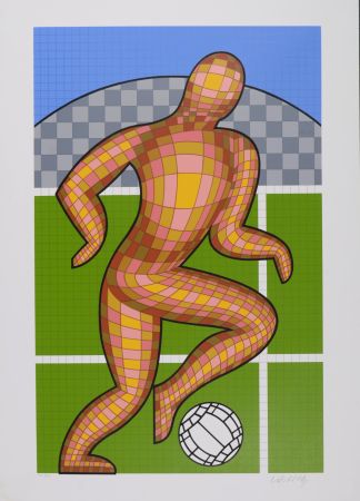 Sérigraphie Vasarely - Foot (Soccer player), 1997 - Hand-signed !