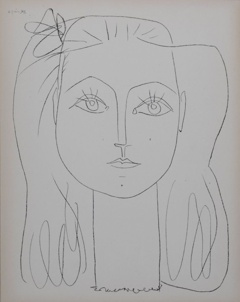 Lithographie Picasso - Françoise avec un nœud dans les cheveux