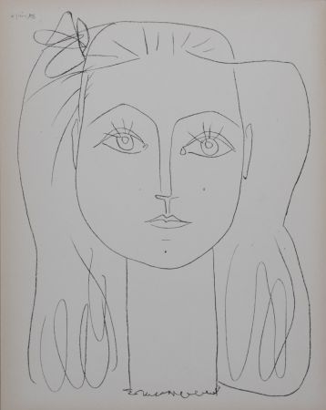 Lithographie Picasso - Françoise avec un nœud dans les cheveux