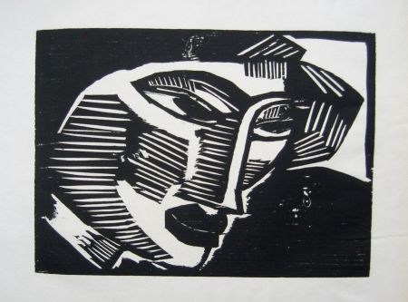 Gravure Sur Bois Schmidt-Rottluff - Frauenkopf (Woman's Head)