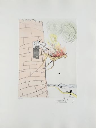 Eau-Forte Dali - Freud with a Snail Head