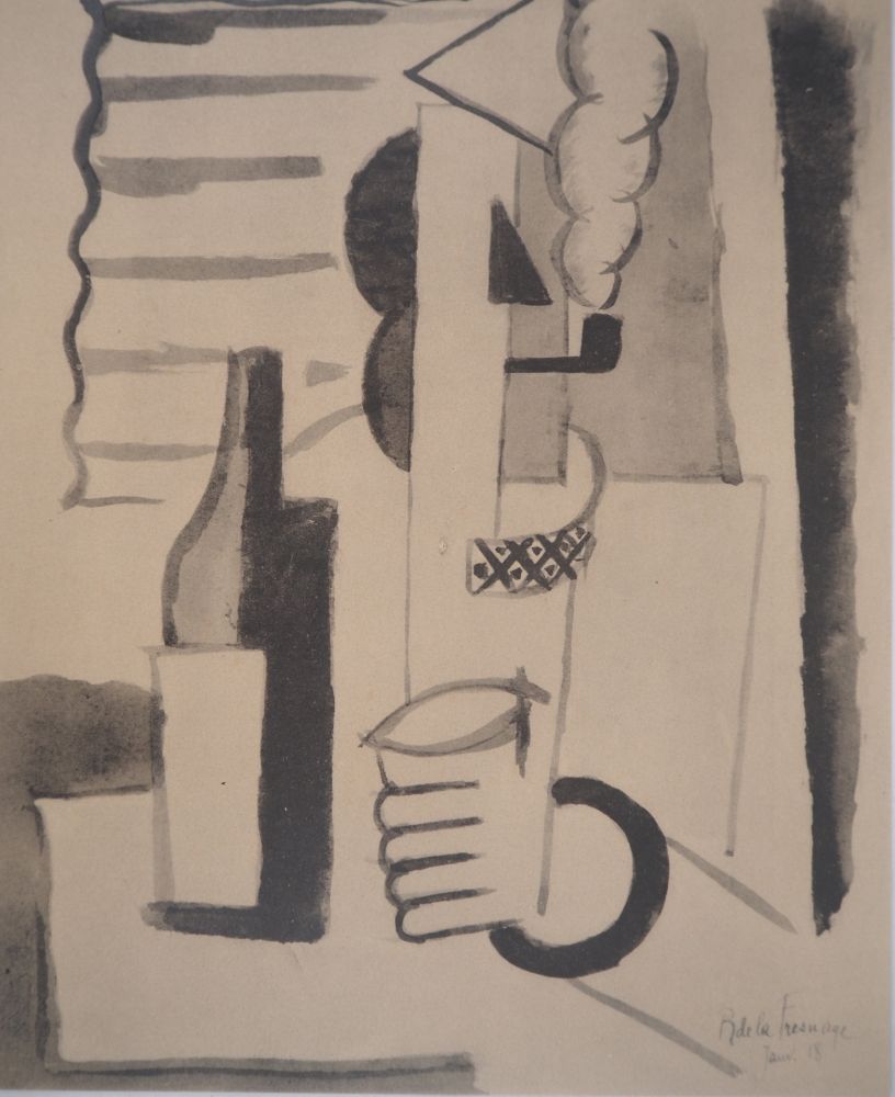 Lithographie De La Fresnaye - Fumeur de pipe cubiste