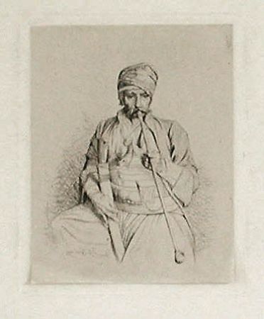 Gravure Gérôme - Fumeur égyptien au turban