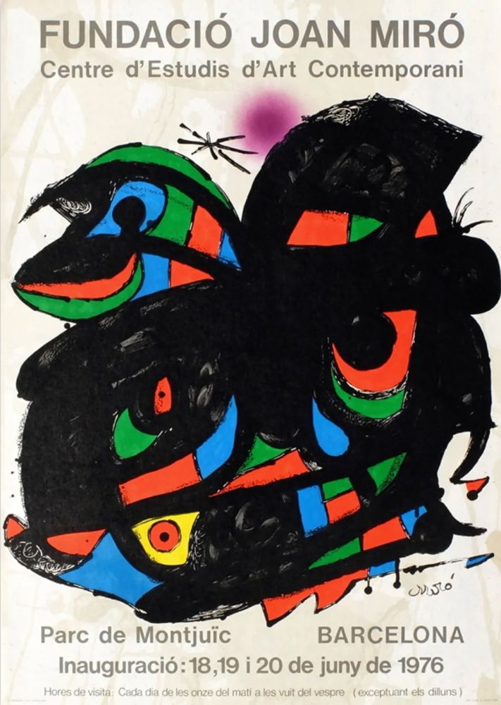 Affiche Miró - FUNDACIO JOAN MIRO - INAUGURACIO. BARCELONA. Affiche originale de 1976.