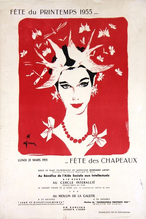 Lithographie Gruau - Fête du Printemps,Fête des Chapeaux