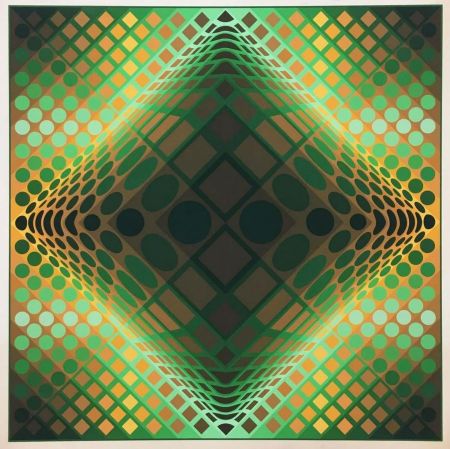 Sérigraphie Vasarely - Gaia II (Green), c.