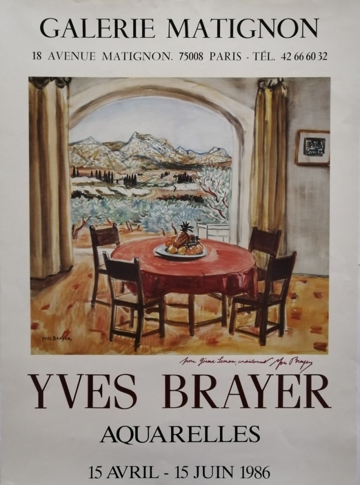 Affiche Brayer - Galerie Matignon - 1986 - Aquarelles